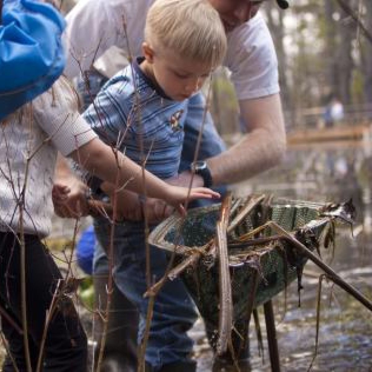 child fishing with net