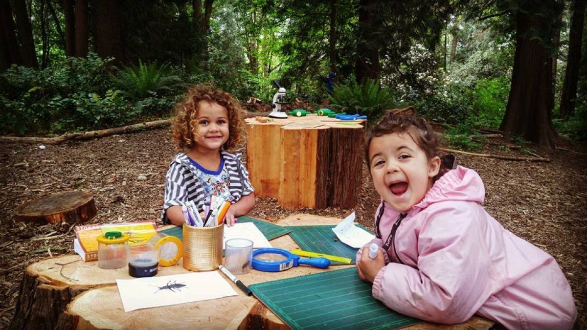 girls learning outside