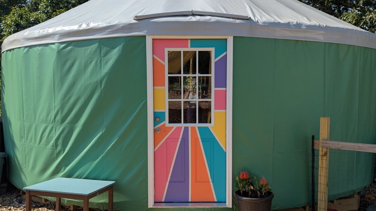 Yurt with colorful door