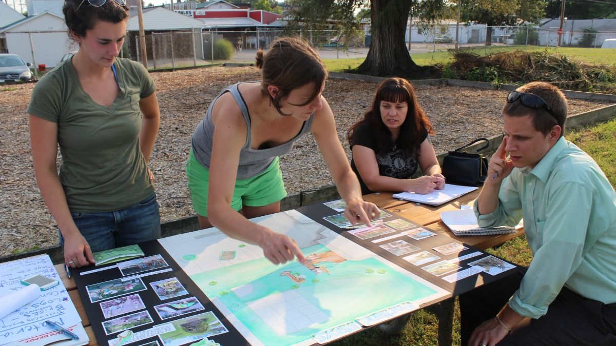 Community members plan a new urban adventure play environment.