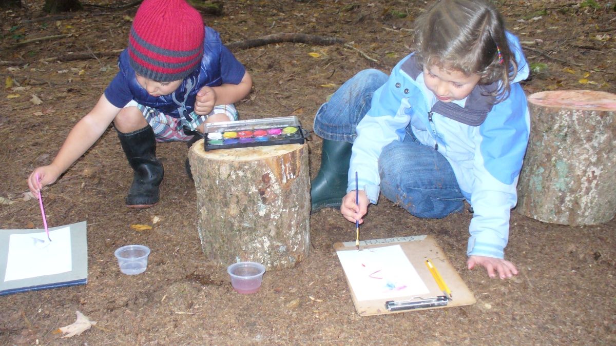 Wild Roots students journaling outdoors.