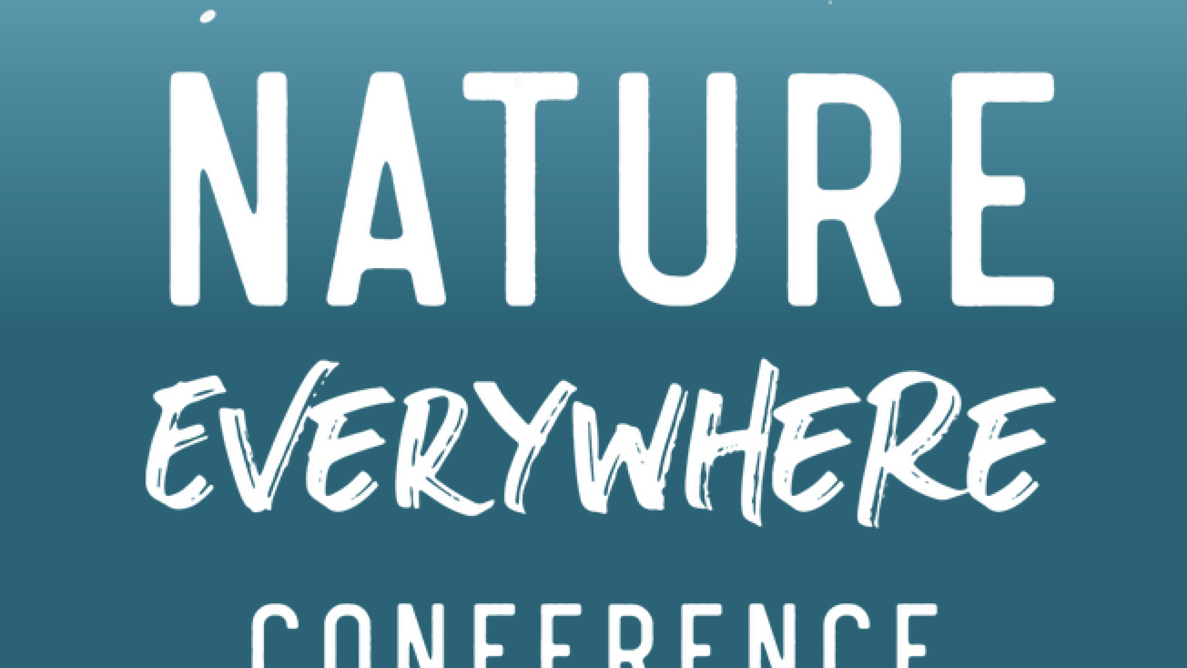 Blue green logo with white lettering and the words "Nature Everywhere Conference"