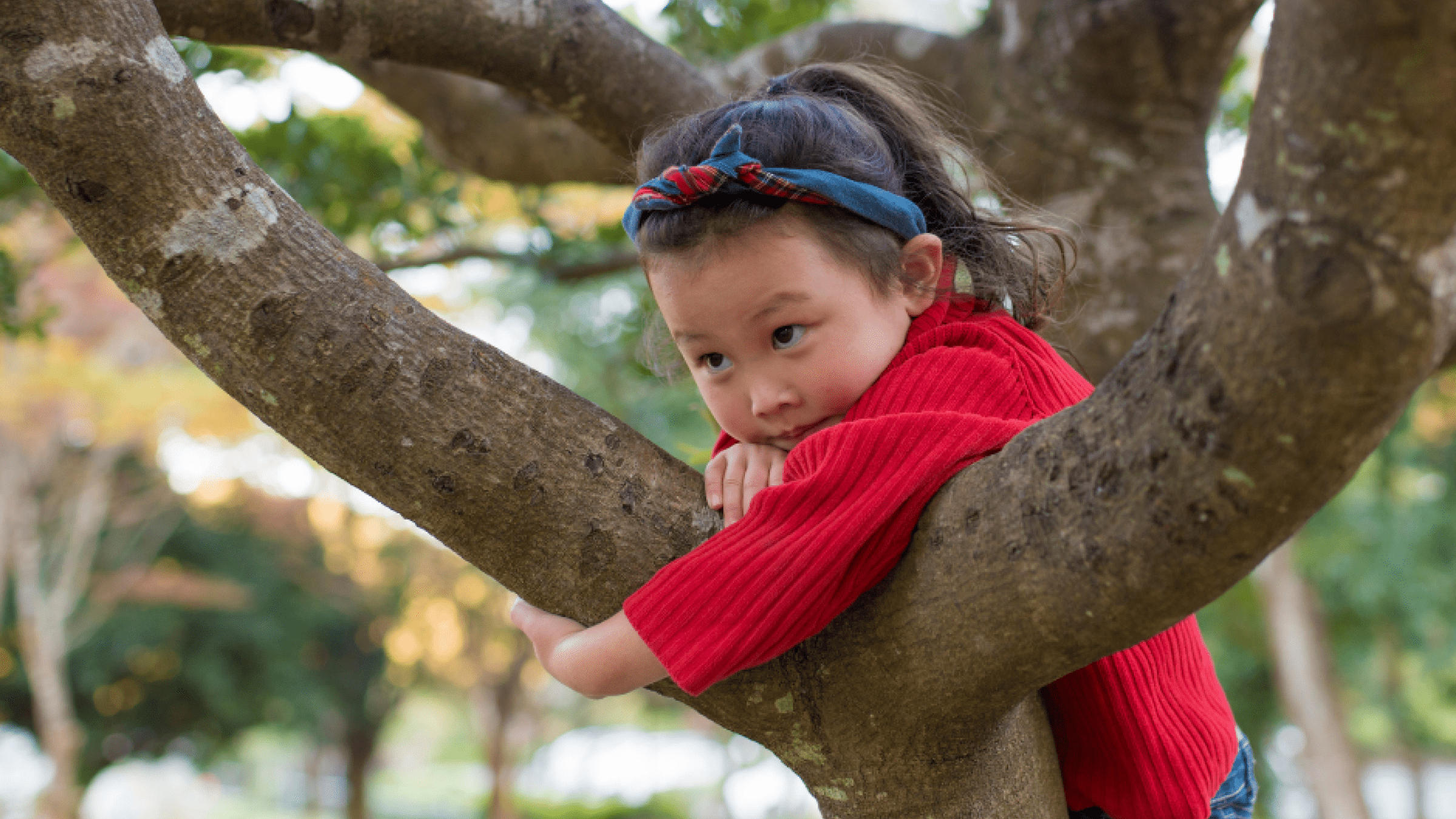 Girl climbing tree