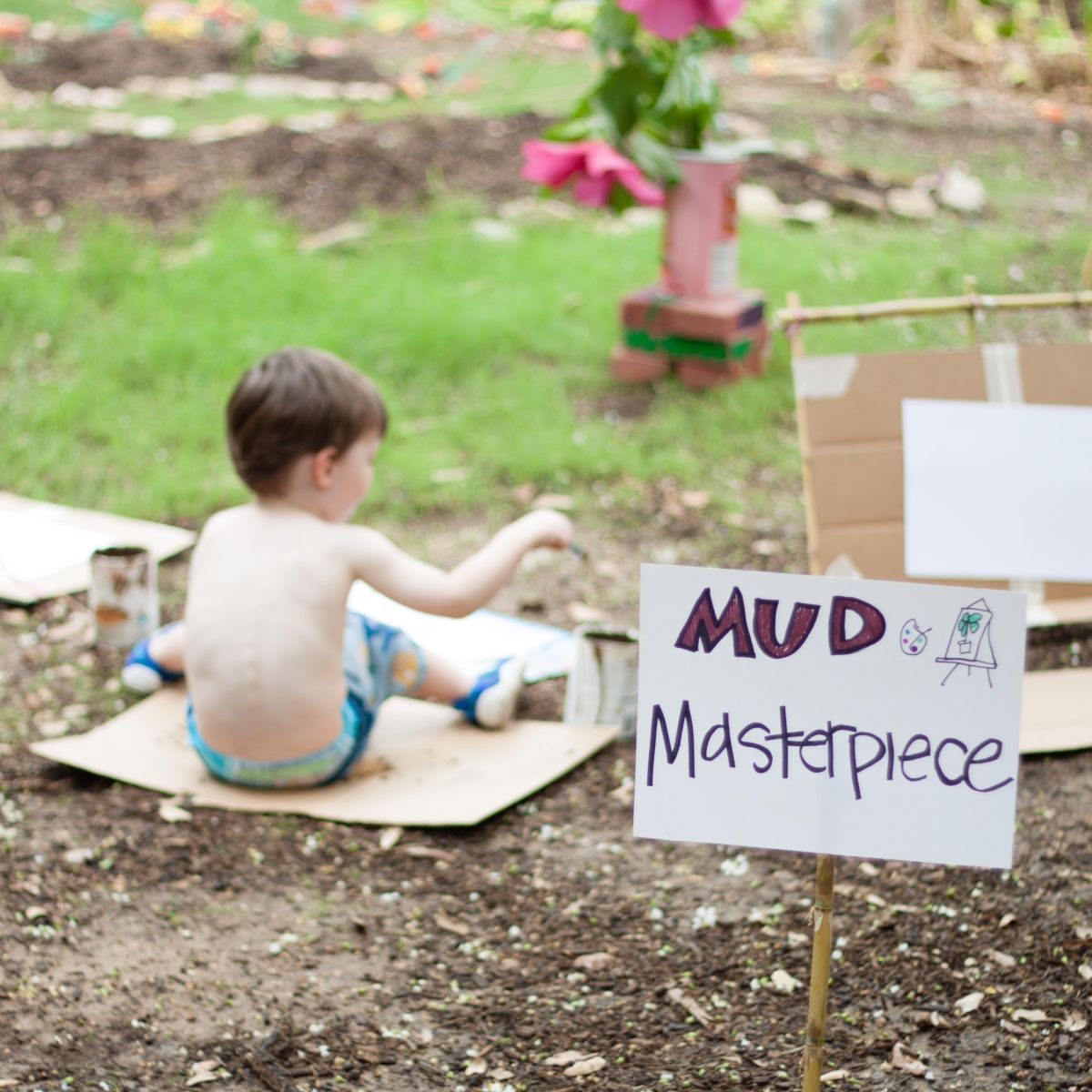 Making mud pies in the Tiny Tot Nature Spot