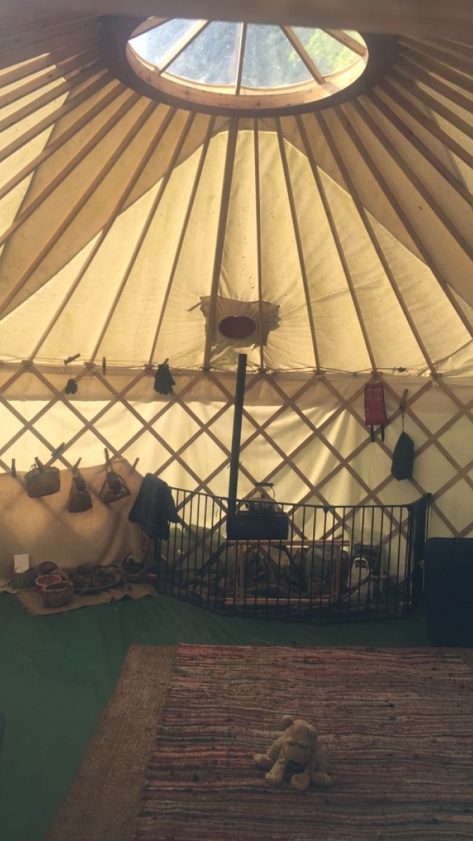 Inside the Stickland yurt.
