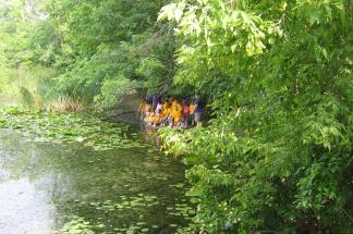 Summer campers at the pond.