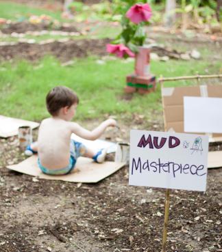 Making mud pies in the Tiny Tot Nature Spot