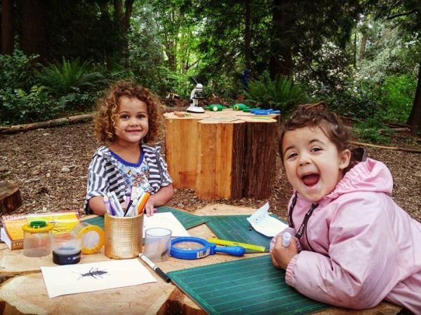 girls learning outside