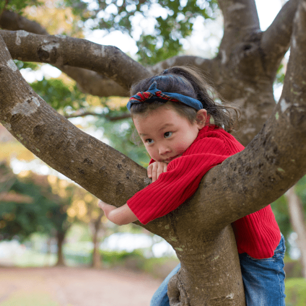 Girl climbing tree