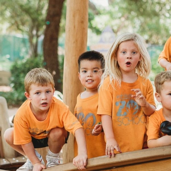 Will Smith Zoo School children in wooden play ship