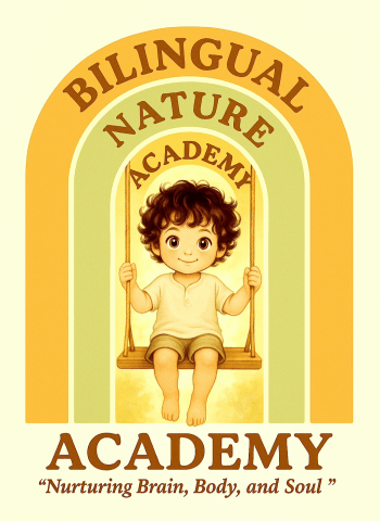 Bilingual Nature Academy Logo, Nurturing Brain Body and Soul
