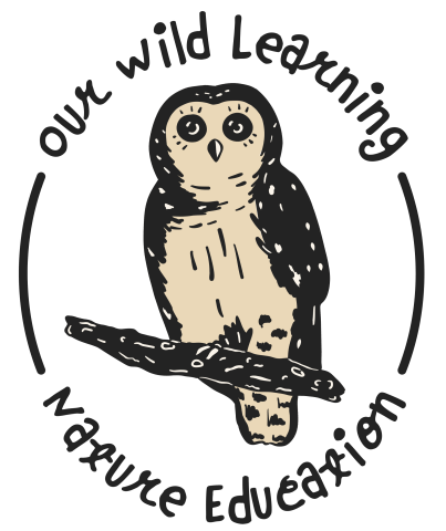 Logo of Our Wild Learning, featuring a barred owl sitting on a branch. 